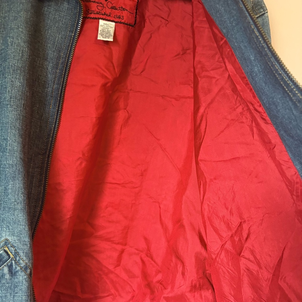 💚Chico's Blue Jean Jacket with Colorful Parrot Embroidery - Picture 3 of 5